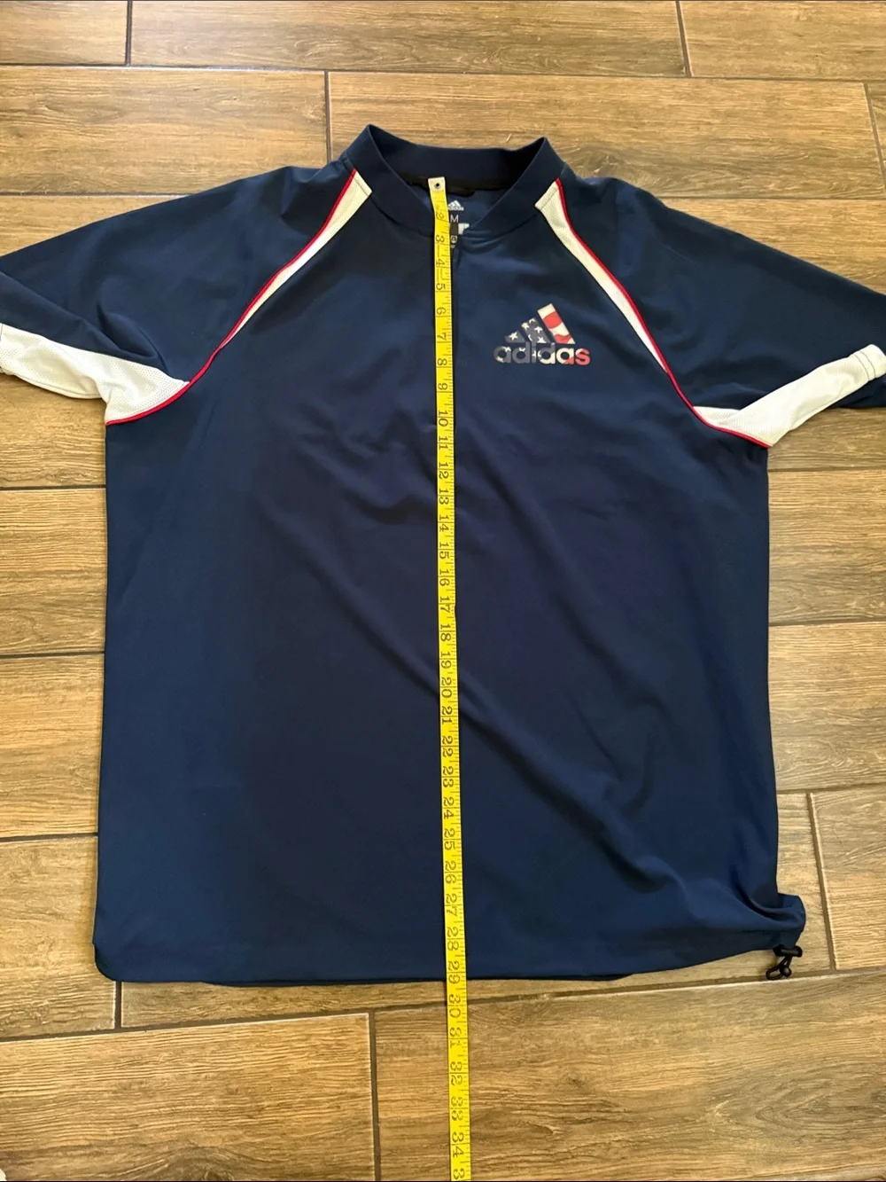 ADIDAS 1/4 Zip Batting Jacket Mens Shirt Triple Stripe Vented Short Sleeve USA M